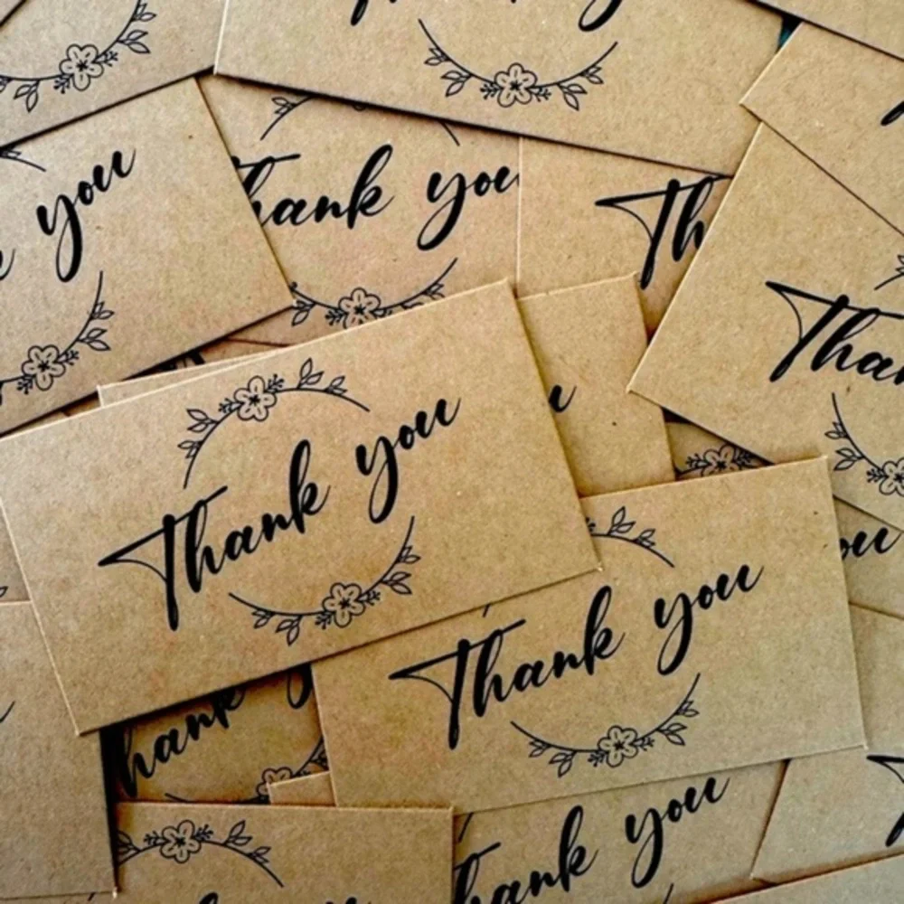 25 Kraft Paper Thank You Cards (2x3.5in)
